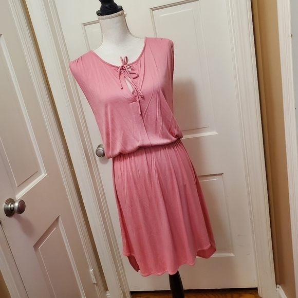 H&M Pink Knit Sleeveless Summer Dress Size Medium - Picture 6 of 10
